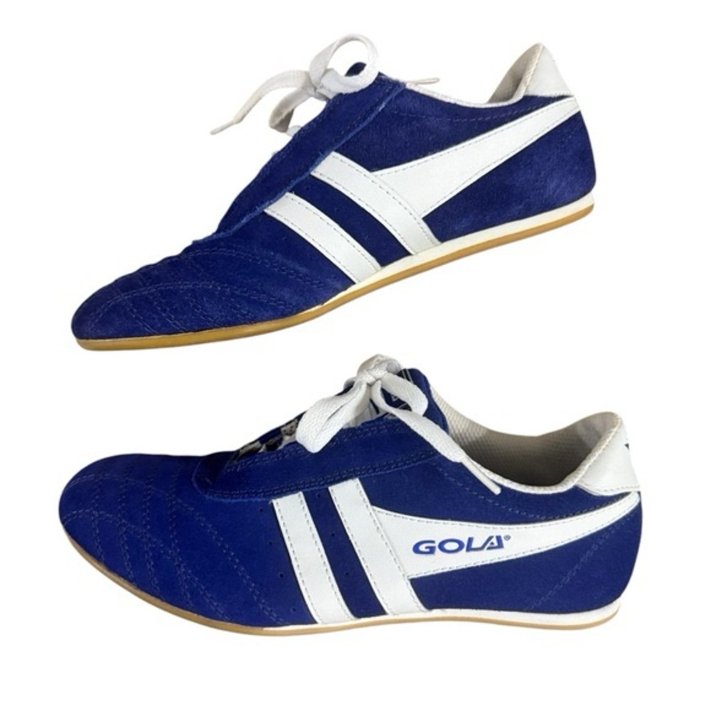 Vintage GOLA Sneakers Size US 5 EU 37 Blue Suede Lace Up Retro Athletic Trainers